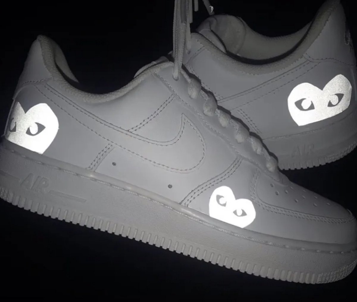 Heat transfer hartjes CDG voor Custom Air Force 1 sneakers | comme des garcons | Nike hartjes | reflecterend | reflective met strijkijzer aanbrengen | 4 stuks strijkapplicatie | DIY customize voor kleding en schoenen